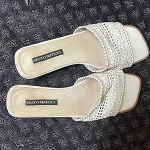 Vintage white woven sandals